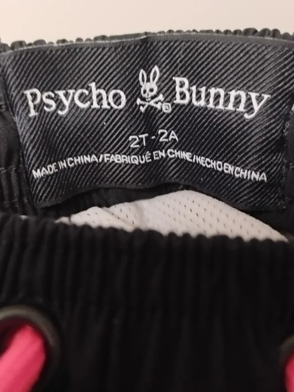 Psycho Bunny  Swim Trunks Toddler 2T Black /Pink Lined Shorts
